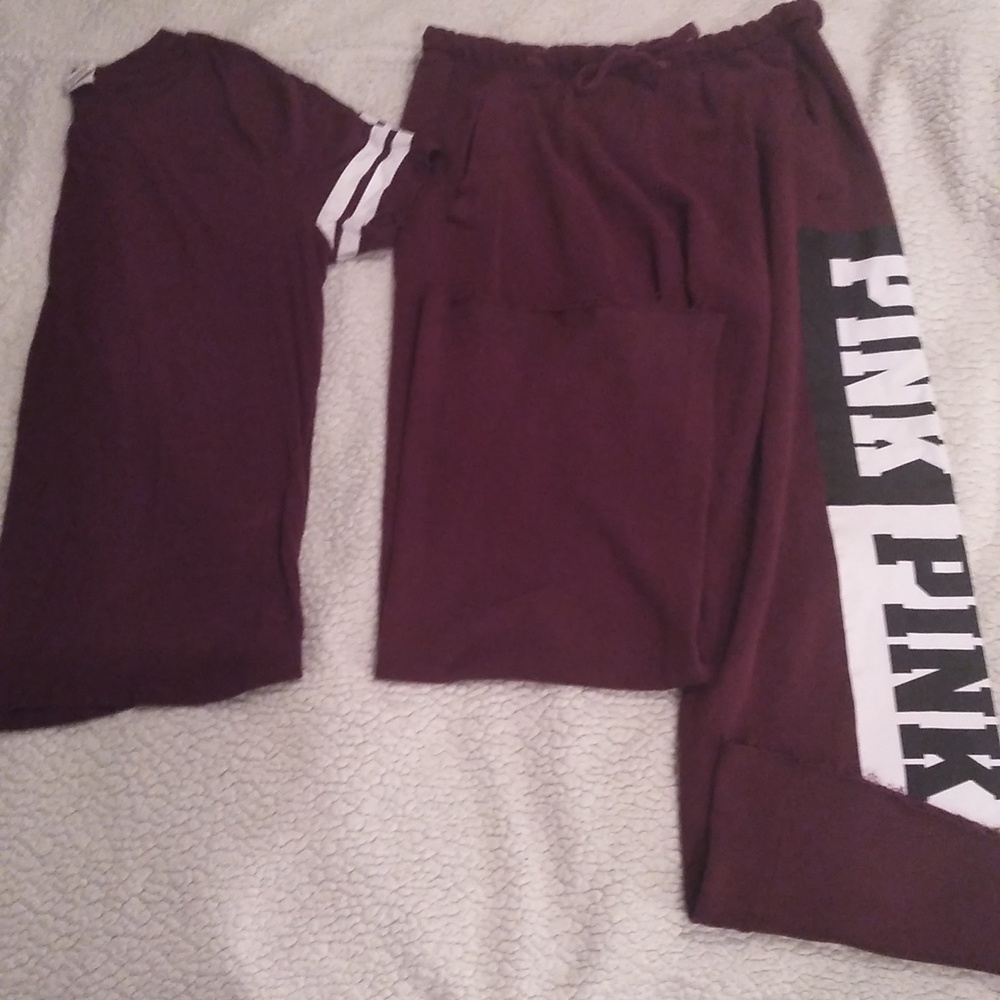 VS/PINK BOYFRIEND SWEATPANTS-M+ BOYFRIEND TEE-L